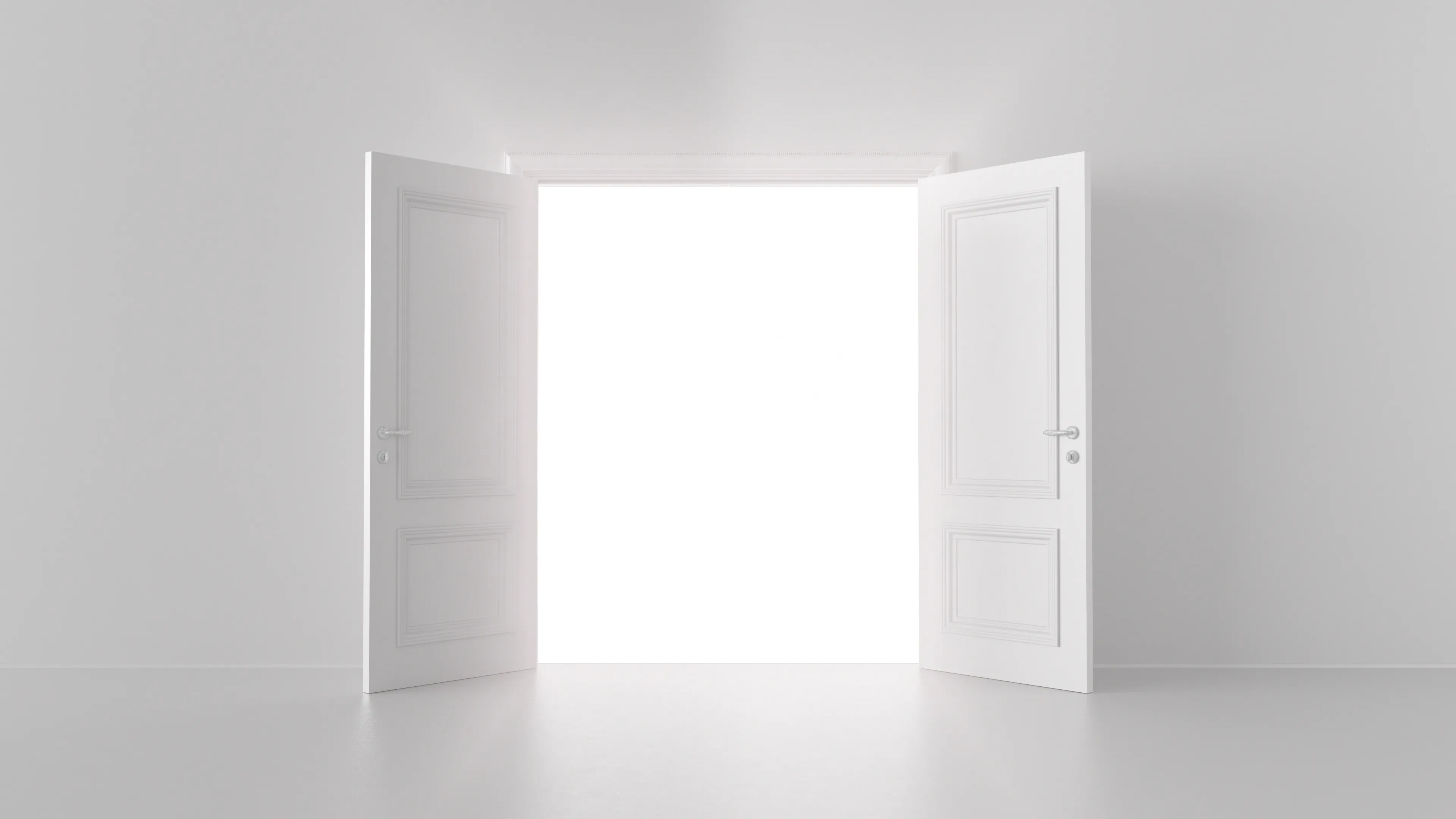 白い部屋に白いドアがある写真
